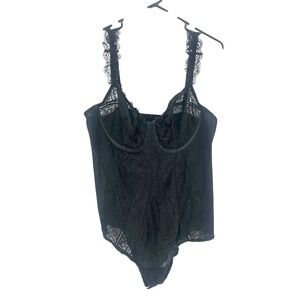 Black Lace Underwire Bodysuit 4X Plus Size Sheer Mesh Lingerie Torrid Curve‎ NWT
